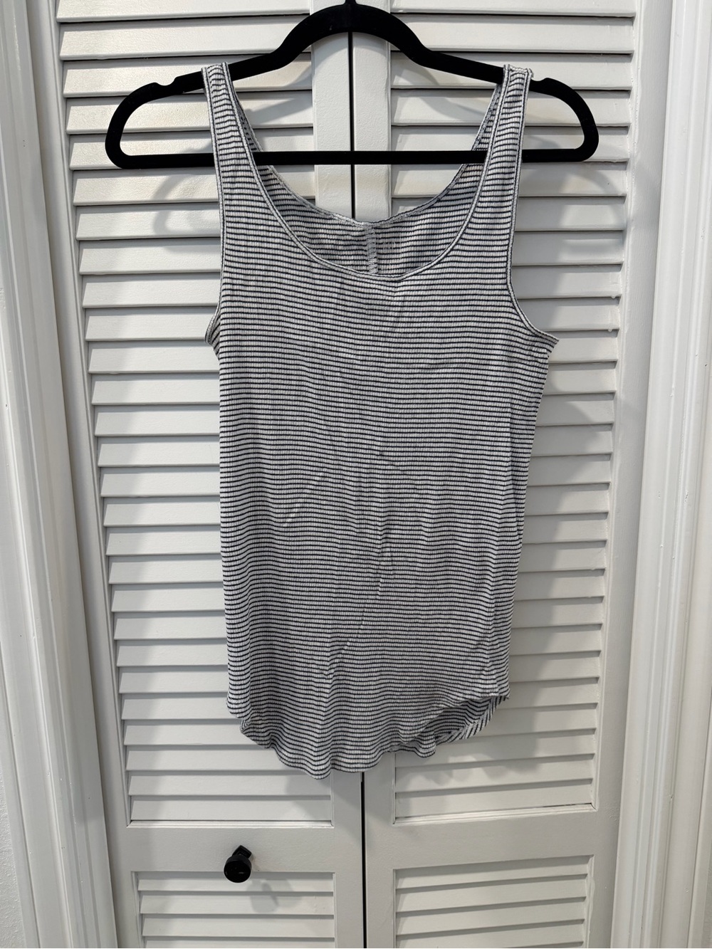 GAP Black White Striped Ribbed Tank Top Size L